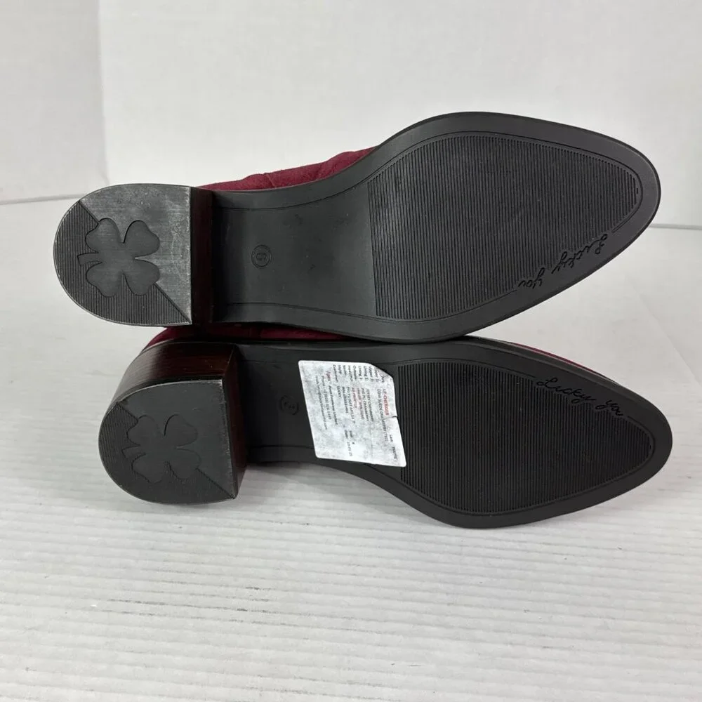 Lucky Brand‎ Women's 6 Suede Ankle Bootie Boot Cranberry Red New/Sample